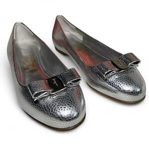 Salvatore Ferragamo NWT Varina Patent Leather Ballet Flat Sz 8 Lizard Embossed